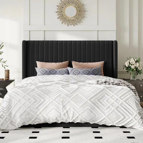 Miniatura 7 de Allewie Marco de cama de almacenamiento elevable, sistema de soporte hidráulico, marco de cama tapizado con plataforma para almacenamiento inferior