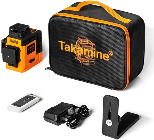 Miniatura 6 de Takamine Nivel láser de 12 líneas autonivelante 3x360° 3D con línea cruz verde para construcción/colgado de cuadros, control remoto, batería