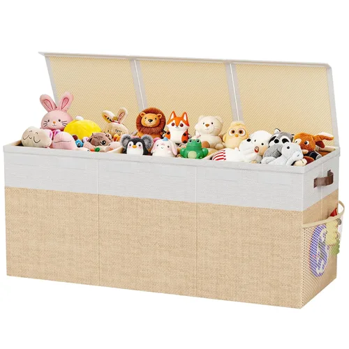 Dayacoco Caja de juguetes extra grande con tapas, plegable, resistente, cajas organizadoras de almacenamiento de juguetes para niños y niñas, cesta