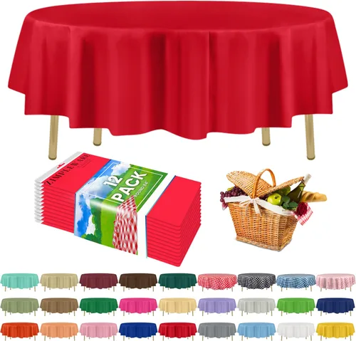 Miniatura 36 de Zimpleware - Mantel redondo de plástico para fiestas de 213 cm (84 pulgadas) de diámetro (paquete de 1, 6 y 12 unidades)