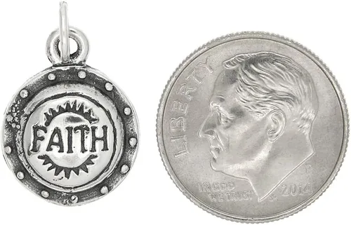 Miniatura 2 de LGU Abalorio de plata de ley oxidada de un lado de armadura de Dios del escudo de la fe, Plata esterlina
