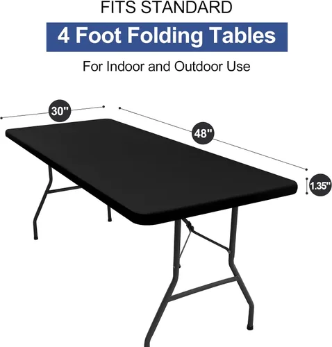 Miniatura 7 de homing Paquete de 4 manteles rectangulares de 4 pies, mantel ajustable de poliéster impermeable, lavable, para picnic, campamento, al aire libre