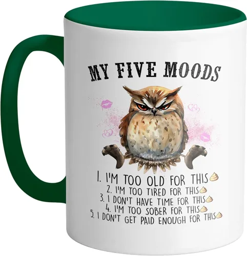 Miniatura 3 de TeesAndTankYou My Five Moods - Taza de café (11 onzas), color negro