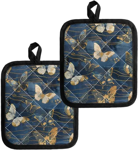 Miniatura 8 de UNICEU Porta ollas de mariposa con diseño de gallo, 2 paquetes para cocina, hornear, parrilla, cocinar, resistentes al calor, almohadillas calientes