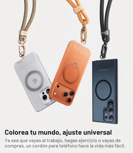 Miniatura 5 de TORRAS Correa cruzada para teléfono con 2 pestañas para teléfono, correa ajustable antirrobo para todos los teléfonos, hebillas de metal de alta