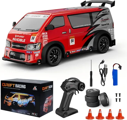 Miniatura 8 de Coche RC de Deriva Escala 1:24 Vehículo de Control Remoto 25KM/H(Pico) 4WD con Deriva, Coche RC de Deriva JDM con Luces LED Batería Recargable USB