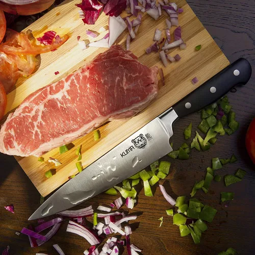 Miniatura 7 de KUMA Chef Knife Pro Bolster Edition y juego de afiladores de cuchillos de cocina, cuchillo de chef de 8 pulgadas para tallar, rebanar y afilar