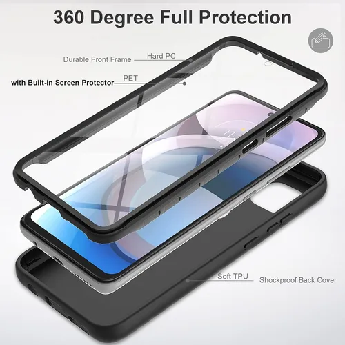 Miniatura 3 de V/A - Funda para Motorola One 5G Ace con protector de pantalla integrado, protección de cuerpo completo a prueba de golpes, parachoques delantero