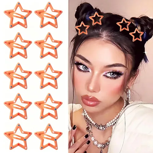 Miniatura 9 de 10 pinzas para el cabello de estrella para niñas, bonitos pasadores de metal con purpurina, accesorios antideslizantes para rave, clip de pelo Y2K