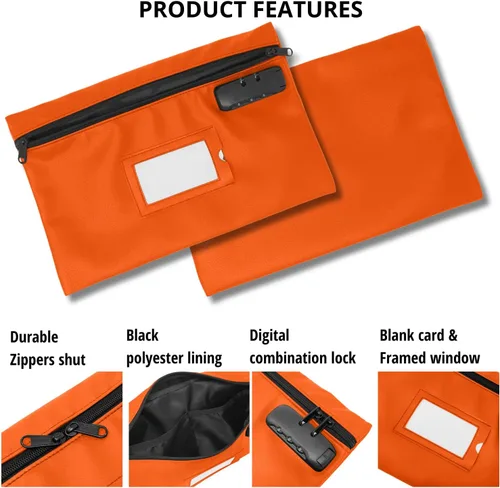 Miniatura 3 de Bolsa de dinero con candado 12 x 8 pulgadas Cuero sintético duradero para dinero en efectivo monedero monedero monedero bolsa con cremallera