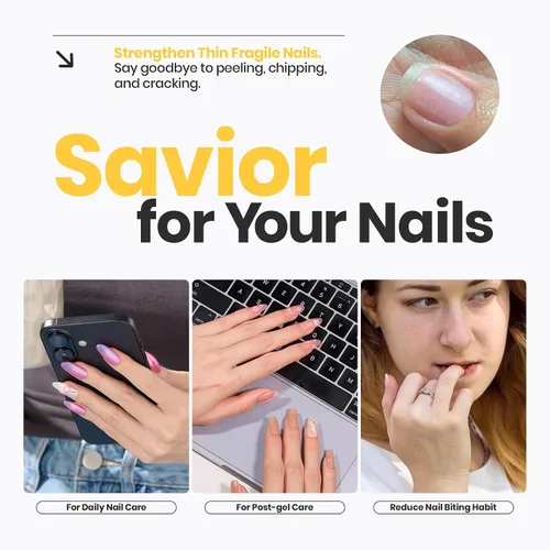 Miniatura 6 de Beetles - Esmalte de uñas 2 en 1, base y capa superior, esmalte de uñas transparente, de secado rápido, fortalecimiento de uñas natural, efecto