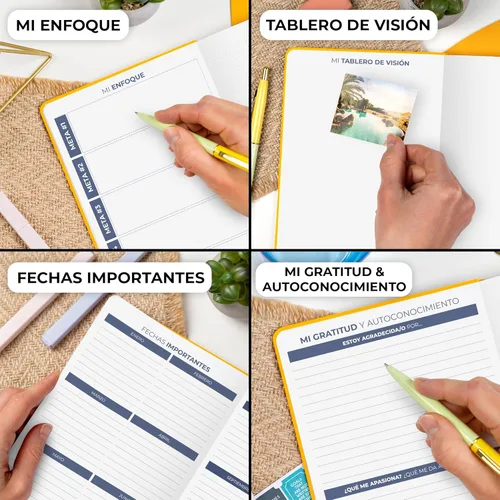 Miniatura 6 de Clever Fox Planificador 2 Edición en Español - Colorida Agenda de Objetivos Semanales y Mensuales, Organizadora de Tiempo, Sin Fecha A5