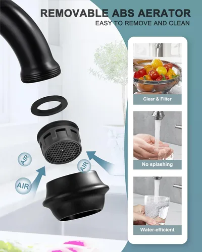 Miniatura 3 de ALEASHA Grifo de Fregadero de Cocina en Forma de Puente, Grifo de Cocina de Montaje en Cubierta de Latón con Rociador Lateral, Grifo de Cocina