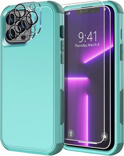 Miniatura 11 de Diverbox Funda diseñada para iPhone 13 Pro con protector de pantalla para lente de cámara, resistente a los golpes, resistente a los golpes