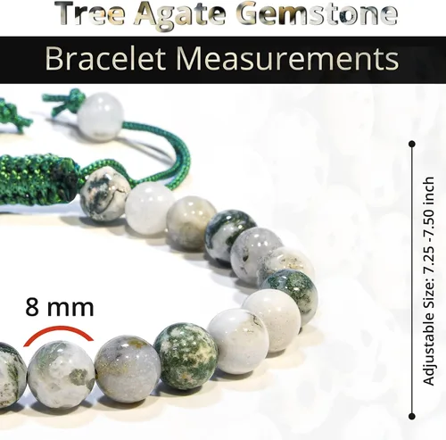 Miniatura 177 de Adjustable Crystal Bracelet – Gemstone Bead Bracelet with Adjustable Macrame String – Chic Gemstone Bracelet for Men and Women – 8mm Round Healing