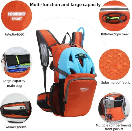 Miniatura 5 de Mochila de senderismo impermeable para ciclismo, 15L, ligera, duradera, para esquí, snowboard, correr, ciclismo MTB Naranja