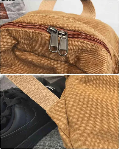 Miniatura 8 de Mochila de lona para mujer, mochila estética retro, mochila básica para estudiantes de secundaria/universidad, bolsa de viaje para laptop, Negro