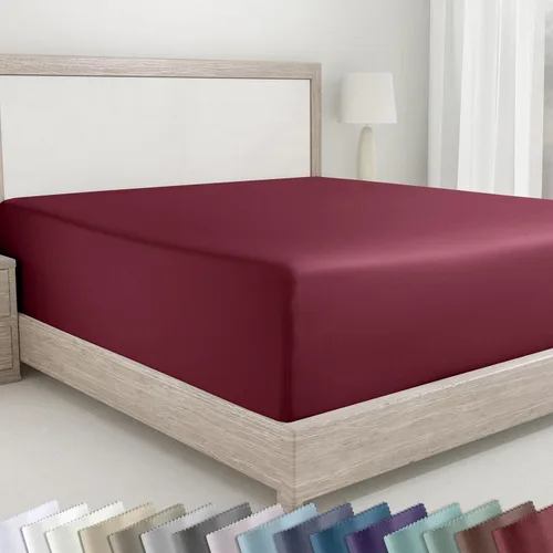 Miniatura 32 de California Design Den - Sábana bajera ajustada de algodón con bolsillo profundo, suave de 400 hilos, 100 % algodón satinado, ajuste ceñido, elástico