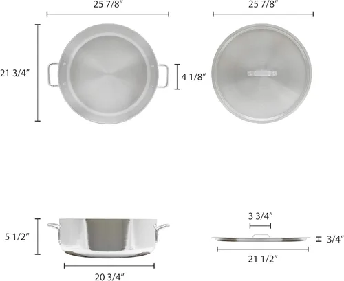 Miniatura 3 de TrueCraftware - Olla de aluminio de 35 cuartos de galón con cubierta de 0.236 in de grosor- Utensilios de cocina de peso pesado, sartén