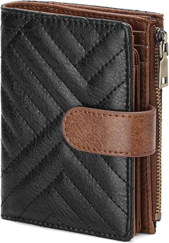 Miniatura 23 de GAEKEAO Cartera pequeña de cuero vegano con bloqueo RFID plegable para mujer, tarjetero compacto con bolsillo con cremallera y ventana