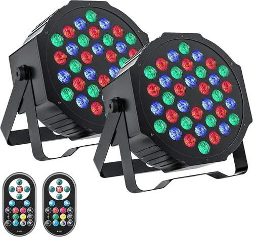 U`King - Luces LED Par para DJ, luz de escenario con cable, RGB, 36 LED con control activado por sonido, iluminación de escenario para DJ, para 2