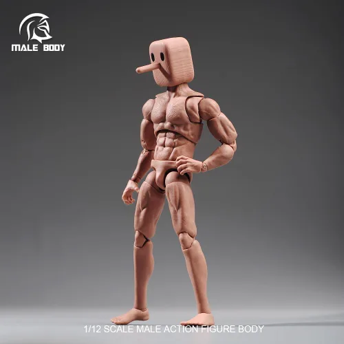 Miniatura 8 de Fremego Figura de acción masculina a escala 1/12, figura muscular súper flexible y fuerte de 6 pulgadas, cabeza cuadrada, figura de acción
