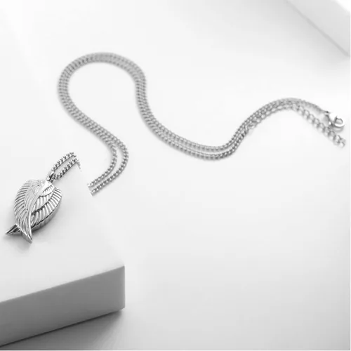 Miniatura 5 de Paquete de 3 collares de urna para cenizas, joyería de cremación conmemorativa para cenizas, alas de ángel plateadas y negras para cenizas, urna