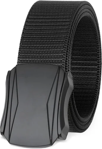 Miniatura 14 de SUOSDEY Cinturones de nylon para hombres Cinturón táctico militar de la web hebilla de metal resistente 1.5 pulgadas A-Negro