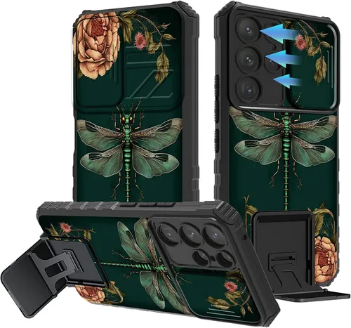 Miniatura 169 de Funda para Samsung Galaxy S22 Ultra 5G, Galaxy S22 Ultra con cubierta de cámara deslizante, funda resistente de doble capa con función atril Black