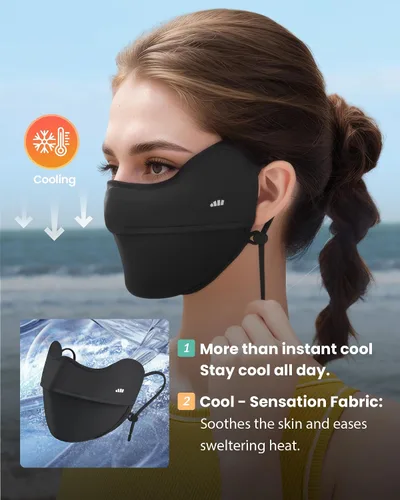 Miniatura 4 de BENEUNDER Protección solar UV para la cara, bufanda para el cuello, UPF150+, transpirable, refrescante, para actividades al aire libre de verano