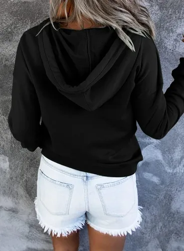 Miniatura 2 de Dokotoo - Sudaderas con capucha para mujer, con cuello de botón y cordón de ajuste, sudaderas casuales de manga larga