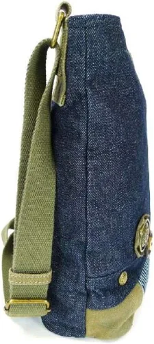 Miniatura 3 de Chala Parche cruzado para mujer, bolso de mensajero de lona de mezclilla azul