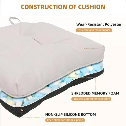 Miniatura 2 de RACE LEAF Cojines para sillas de comedor, paquete de 4 unidades, almohadillas de espuma viscoelástica para sillas de cocina con lazos y respaldo