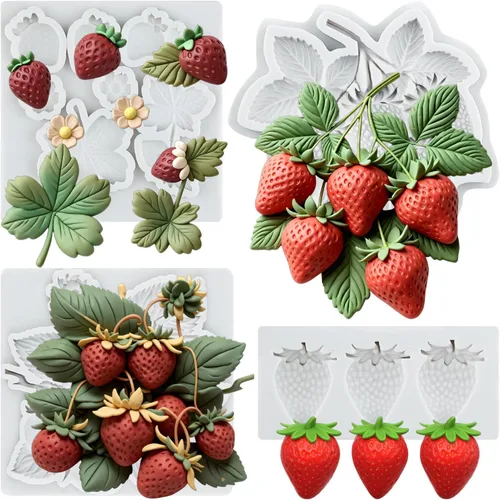 Miniatura 13 de Moldes de fondant de fresa, mini frutas y chocolate, decoración de pasteles de silicona para cupcakes, pasta de goma de arcilla de polímero
