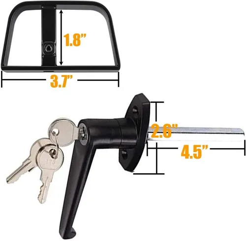 Miniatura 2 de HauSun Kit de cerradura de manija de puerta de cobertizo de 4-1/2 pulgadas de largo con 2 llaves y 2 tornillos, vástago de 4-1/2 pulgadas
