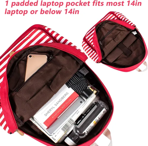 Miniatura 5 de Leaper - mochila escolar para niñas, mochila informal, bolsa de viaje con bolsillos laterales