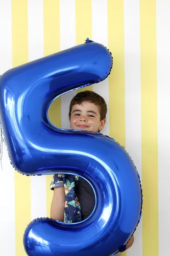 Miniatura 2 de Globos de números de 5 globos de 40 pulgadas, decoraciones de cumpleaños azules para niños y niñas, globos de números azul marino grandes