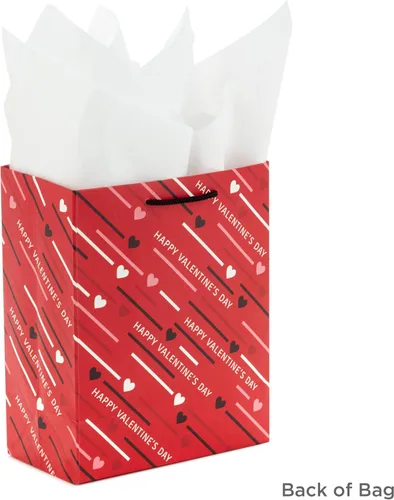 Miniatura 4 de Hallmark Bolsas medianas de regalo para el día de San Valentín de 8.8 pulgadas con papel de seda (corazones diagonales y rayas, paquete de 3)