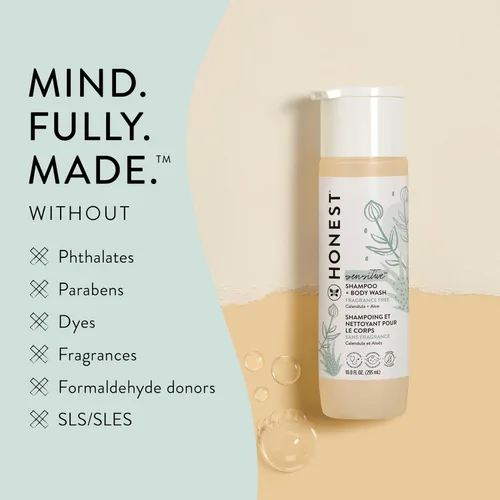 Miniatura 4 de The Honest Company Paquete sin fragancia para pieles sensibles Champú limpiador 2 en 1 + gel de baño y acondicionador sin silicona Derivado