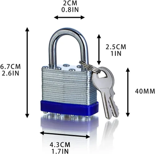 Miniatura 2 de Paquete de 4 candados de alta seguridad con las mismas llaves de 2.6 x 1.7 pulgadas, candado resistente con cerraduras de llave con las mismas