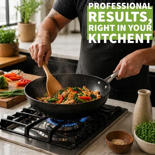 Miniatura 2 de TECHEF - Colección Onyx, sartén antiadherente de fondo plano de 12 pulgadas, sin PFOA, apto para lavavajillas y horno, fabricado en Corea