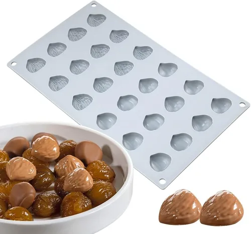 mostsom Molde de chocolate mini castaño, moldes de silicona, jalea pequeña, pasteles, dulces, moldes de fondant (castaña K)