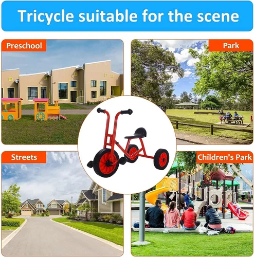 Miniatura 7 de Triciclo para niños pequeños de 3 a 6 años, bicicleta preescolar preescolar, patio de recreo, triciclo en tándem para niños, equipo de juego al aire