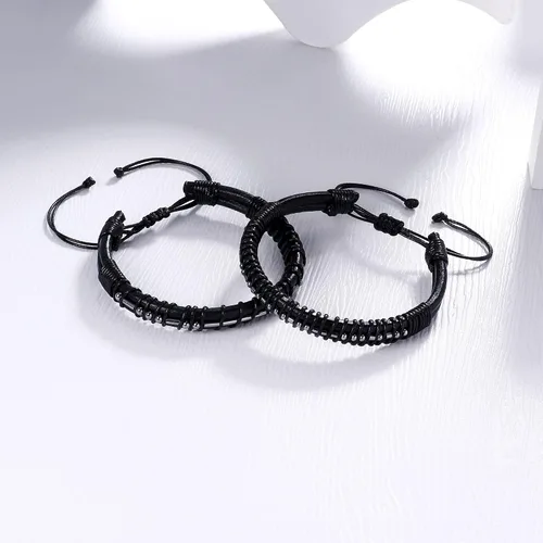 Miniatura 7 de Pulseras con código morse, regalos para hombres, cuentas de metal plomizo en pulseras de cuero para hombres, regalos inspiradores para hombres