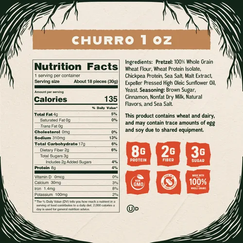 Miniatura 2 de Kindling Galletas de Pretzel con Proteína - Churro Bolsas de tamaño para bocadillos llenas de proteínas Kosher 8-9g de proteína por porción