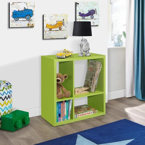 Kings Brand Furniture - Katelyn - Estantería abierta de 4 cubos, organizador de almacenamiento de juguetes para niños (verde)