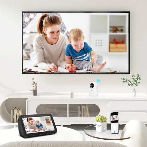 Miniatura 6 de Cámara de seguridad interior Hiseeu, 2.4G/5G 5MP, cámara para bebés y mascotas para seguridad del hogar, PTZ 360°, seguimiento automático, audio