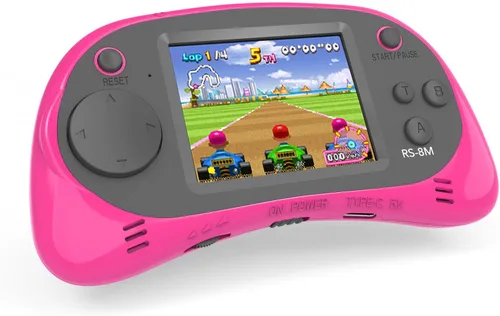 Juegos de mano para niños, videojuego retro de 16 bits con 220 juegos electrónicos HD, juego de viaje portátil IPS de 2.5 pulgadas, regalos para Rosa
