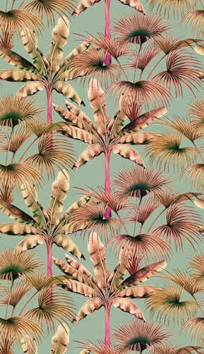 Miniatura 5 de CONCORD WALLCOVERINGS ™ Papel tapiz floral para dormitorio, hojas de palmera, beige, azul y verde, 63 pulgadas de ancho x 110 pulgadas de alto, 3