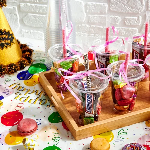 Miniatura 3 de Lilymicky 200 juegos de vasos de plástico transparente de 10 onzas con tapas planas, vasos desechables de 10 onzas para batidos, Slurpee o cualquier